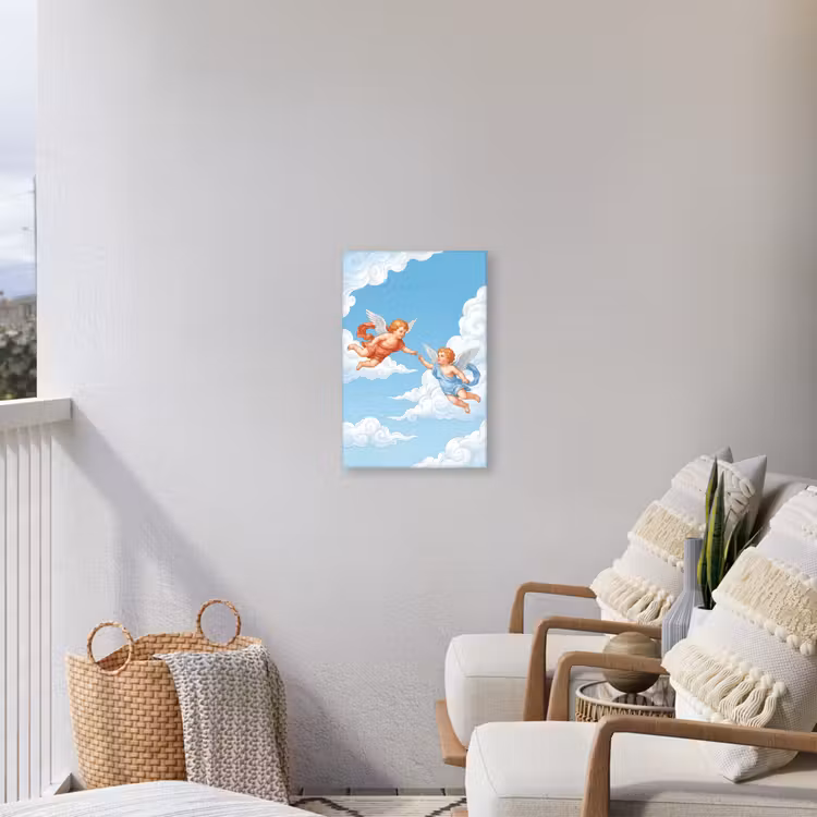 Engel - Vliegend - Klassiek - Blauw Tuinposter op houten frame 2 cm dik klein -sfeer1
