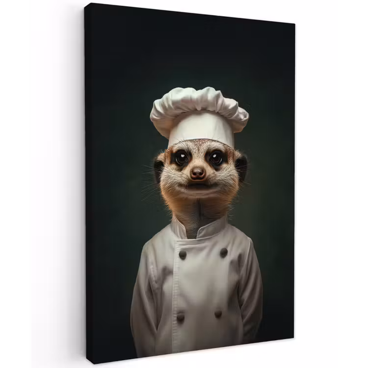 Dier - Kok - Stokstaartje Tuinposter op houten frame 2 cm dik klein -3d