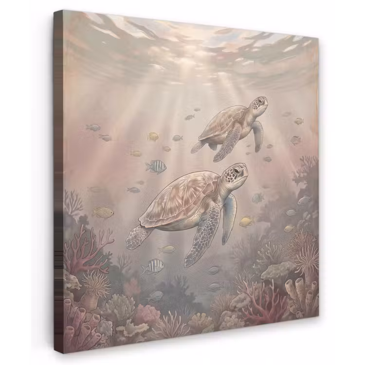Dier - Onderwater - Oceaan - Illustratie - Zeeleven Tuinposter op houten frame 2 cm dik klein -3d