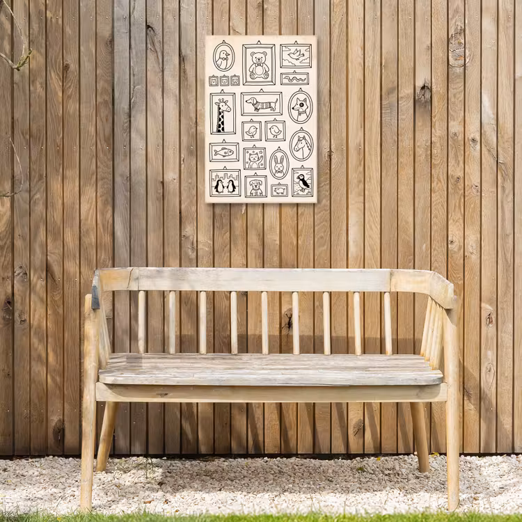 Dieren - Illustratie - Lijsten - Galerij - Speels Tuinposter op houten frame 2 cm dik klein -sfeer4