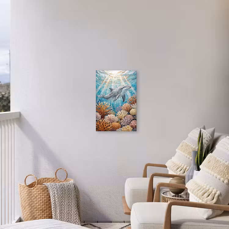 Dieren - Mozaïek - Oceaan - Koraal - Blauw Tuinposter op houten frame 2 cm dik klein -sfeer1
