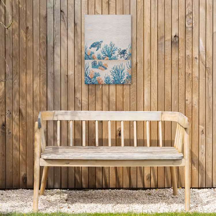 Dieren - Onderwater - Natuur - Mozaïek - Blauw Tuinposter op houten frame 2 cm dik klein -sfeer4
