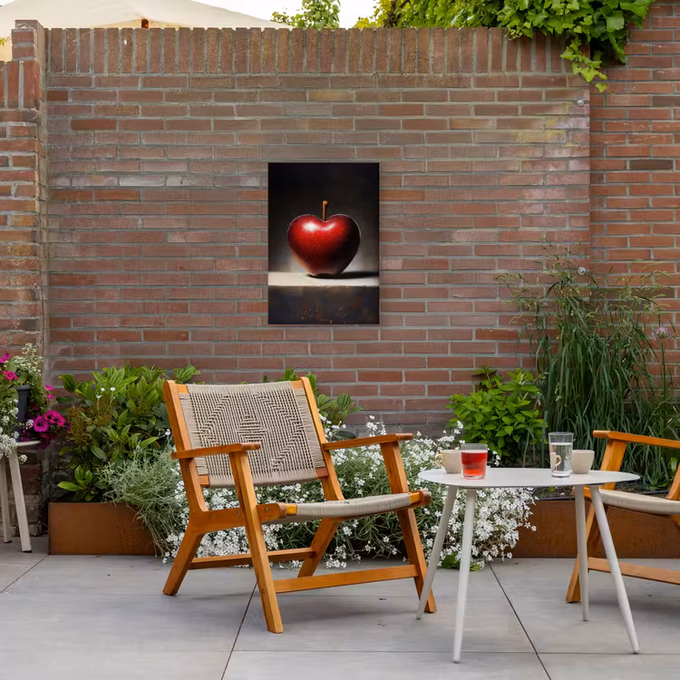Apple - Hart - Rood Tuinposter op houten frame 2 cm dik klein -sfeer3