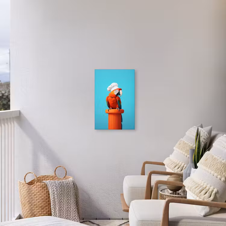 Ara - Koksmuts - Sokkel - Grappig Tuinposter op houten frame 2 cm dik klein -sfeer1