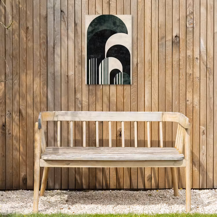 Bogen - Donkergroen - Lijnen Tuinposter op houten frame 2 cm dik klein -sfeer4