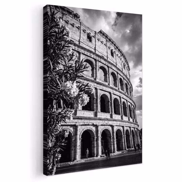 Architectuur - Colosseum - Rome - Historisch - Zwart-wit Tuinposter op houten frame 2 cm dik klein -3d