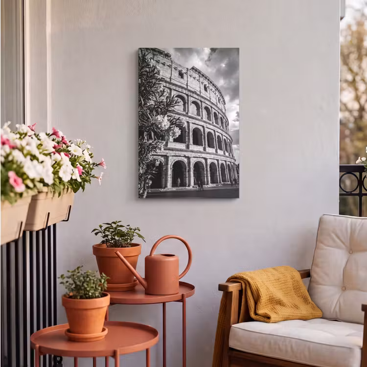 Architectuur - Colosseum - Rome - Historisch - Zwart-wit Tuinposter op houten frame 2 cm dik klein -sfeer1