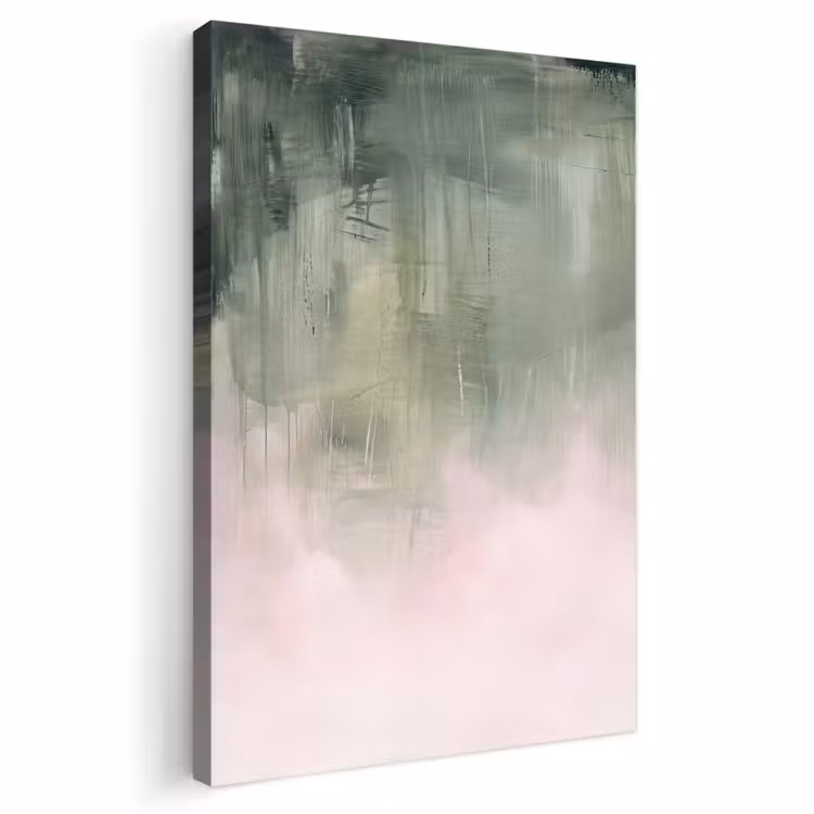 Kunst - Abstract - Modern - Groen - Roze Tuinposter op houten frame 2 cm dik klein -3d