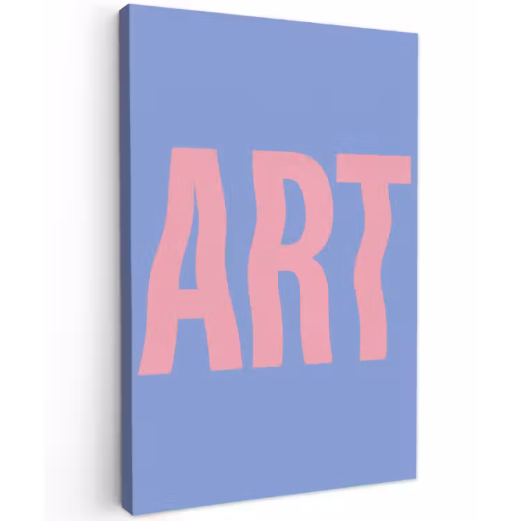 Art - Roze - Blauw Tuinposter op houten frame 2 cm dik klein -3d