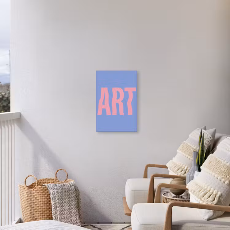 Art - Roze - Blauw Tuinposter op houten frame 2 cm dik klein -sfeer1