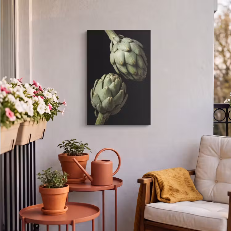 Outdoor Canvas Print - Artichoke - Green - Food - Artisjok - Groen - Eten Tuinposter op houten frame 2 cm dik klein