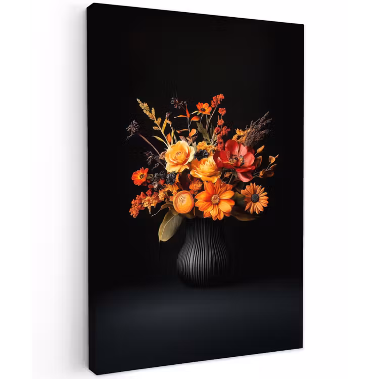 Herfst - Boeket - Oranje Tuinposter op houten frame 2 cm dik klein -3d