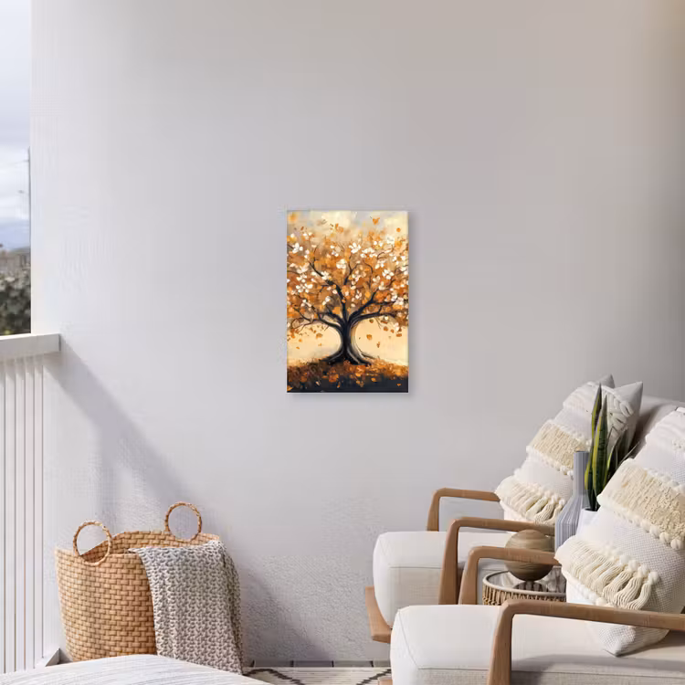 Herfst - Boom - Oranje - Bladeren - Levensboom - Abstract Tuinposter op houten frame 2 cm dik klein -sfeer1