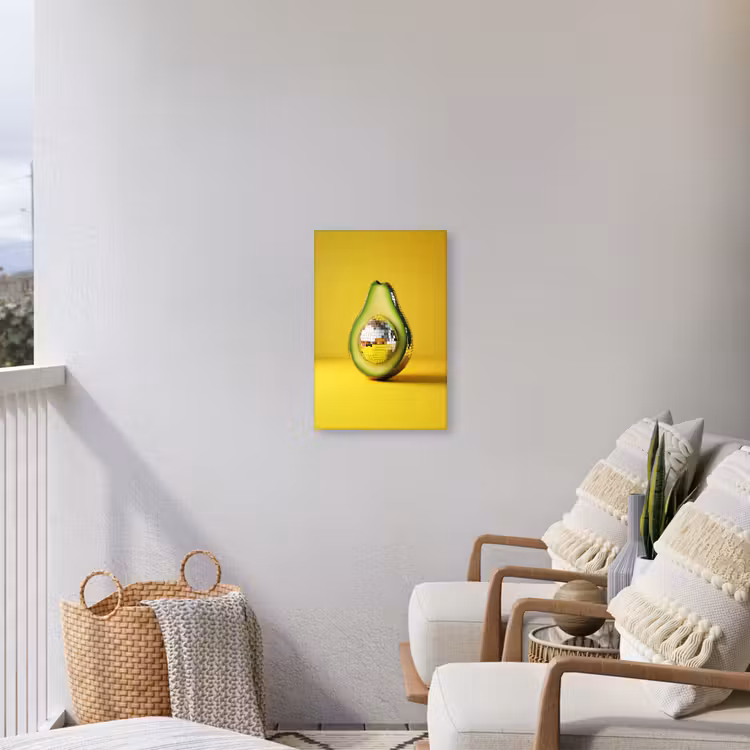 Avocado - Discobal - Geel - Glitter Tuinposter op houten frame 2 cm dik klein -sfeer1
