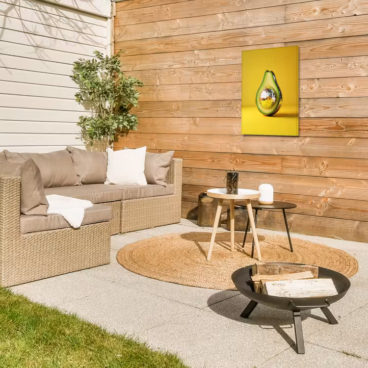 Avocado - Discobal - Geel - Glitter Tuinposter op houten frame 2 cm dik klein -sfeer2