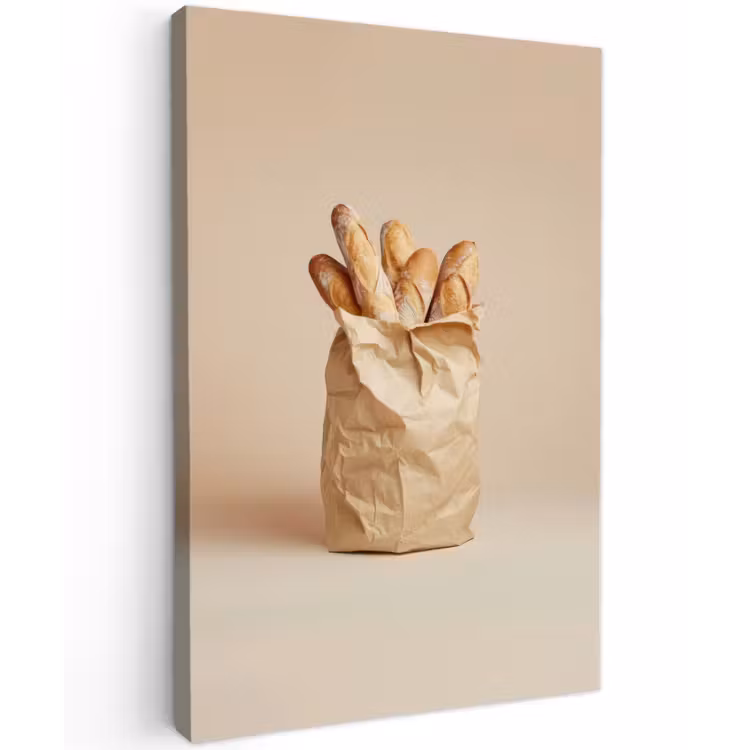 Baguette - Brood - Stokbrood - Beige Tuinposter op houten frame 2 cm dik klein -3d