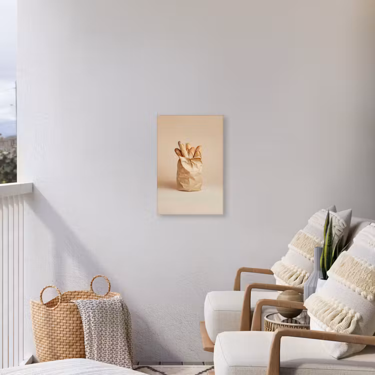 Baguette - Brood - Stokbrood - Beige Tuinposter op houten frame 2 cm dik klein -sfeer1