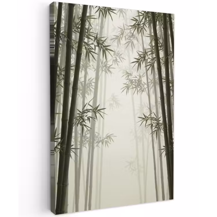 Bamboe - Bos - Mist - Natuur Tuinposter op houten frame 2 cm dik klein -3d