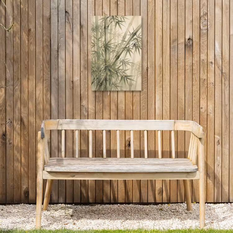 Bamboe - Bladeren - Aziatisch - Groen - Natuur Tuinposter op houten frame 2 cm dik klein -sfeer4
