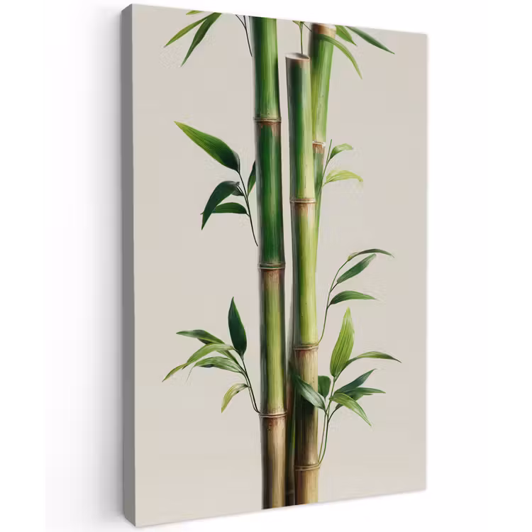 Bamboestengels - Sierlijk - Groen Tuinposter op houten frame 2 cm dik klein -3d