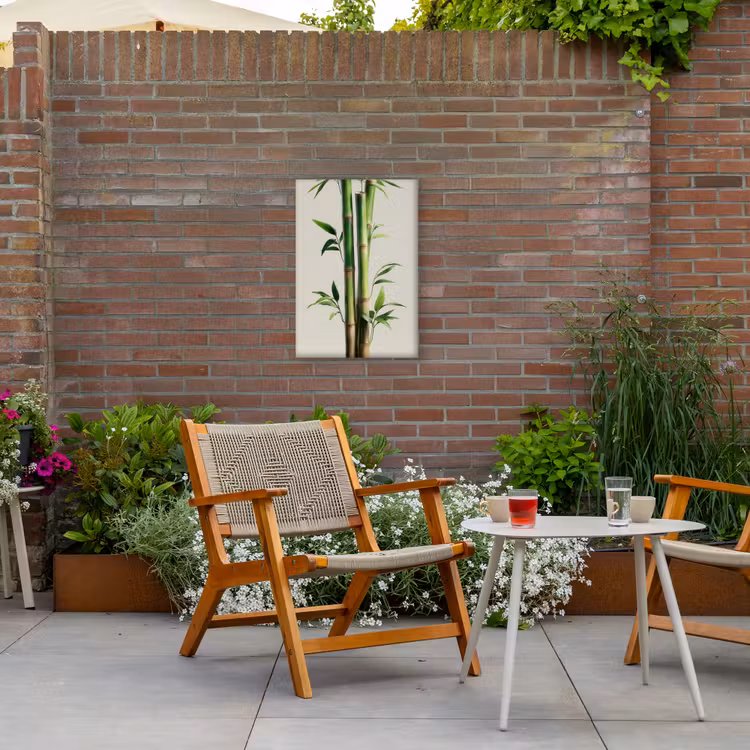 Bamboestengels - Sierlijk - Groen Tuinposter op houten frame 2 cm dik klein -sfeer3