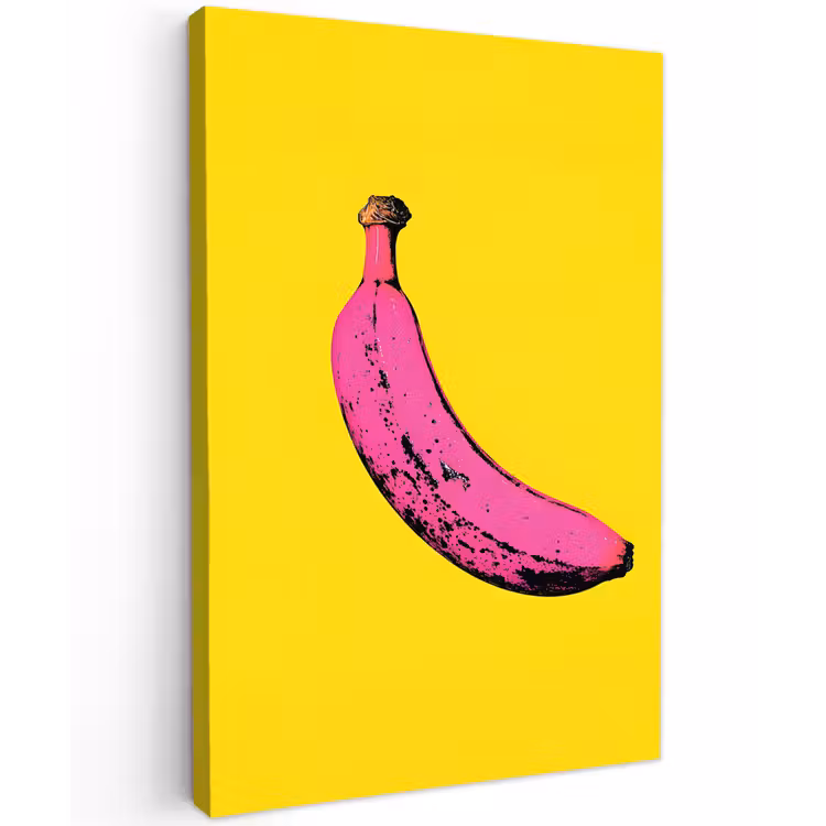 Banaan - Grafisch - Geel Tuinposter op houten frame 2 cm dik klein -3d