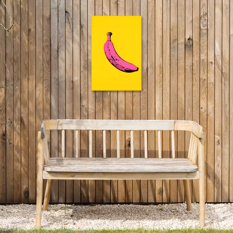 Banaan - Grafisch - Geel Tuinposter op houten frame 2 cm dik klein -sfeer4