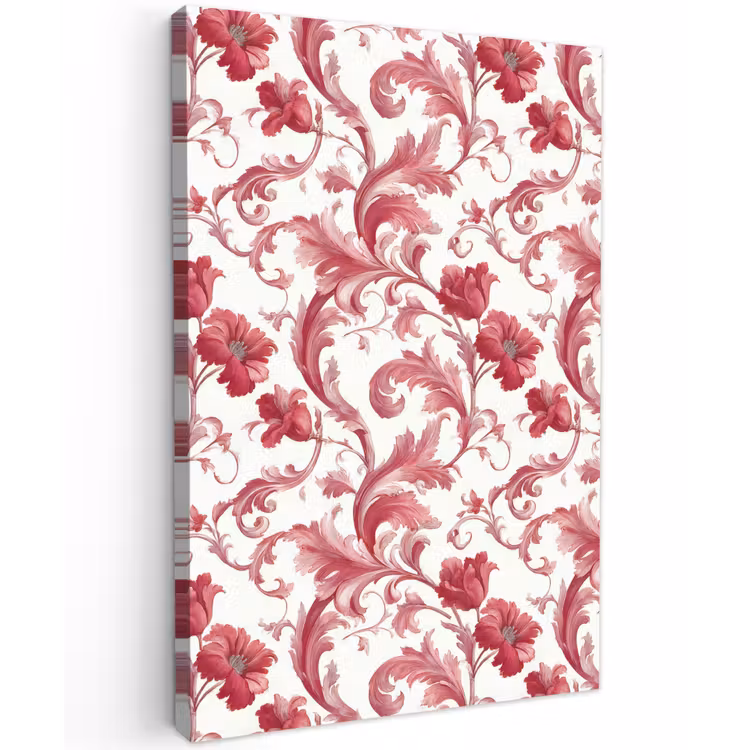 Barok - Patroon - Rood Tuinposter op houten frame 2 cm dik klein 841 -3d