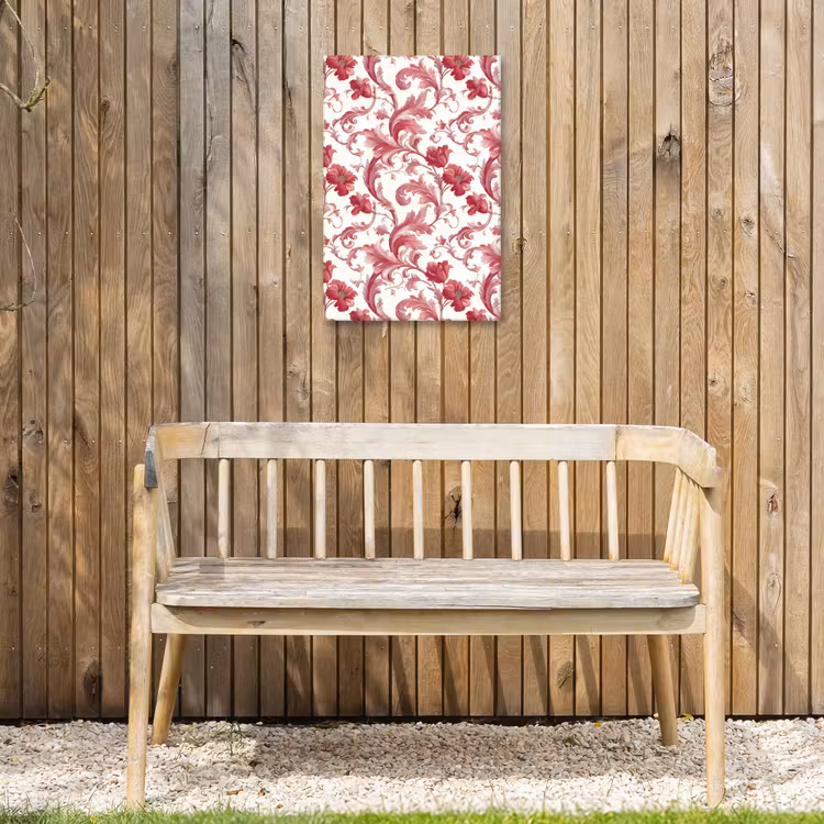 Barok - Patroon - Rood Tuinposter op houten frame 2 cm dik klein 841 -sfeer4