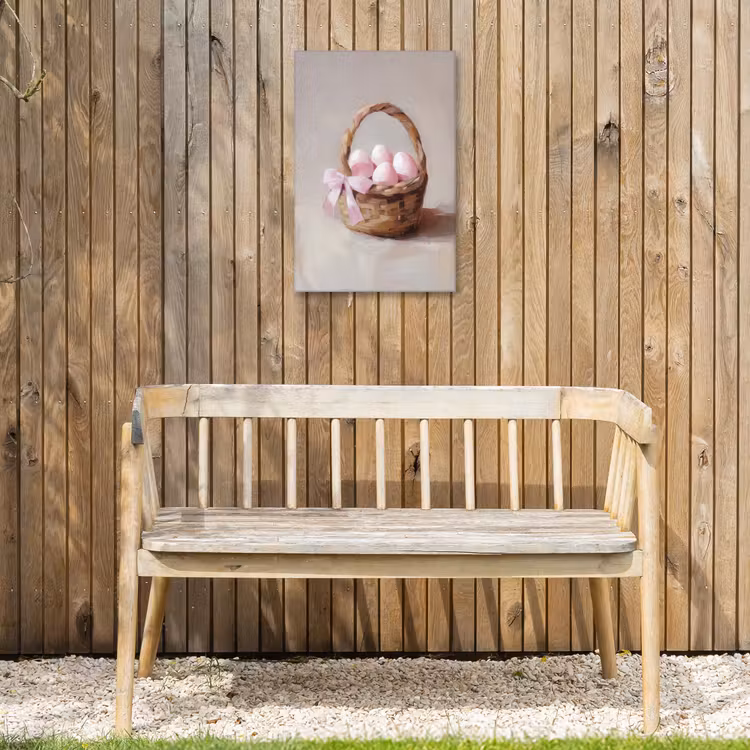 Mand - Eieren - Roze Tuinposter op houten frame 2 cm dik klein -sfeer4