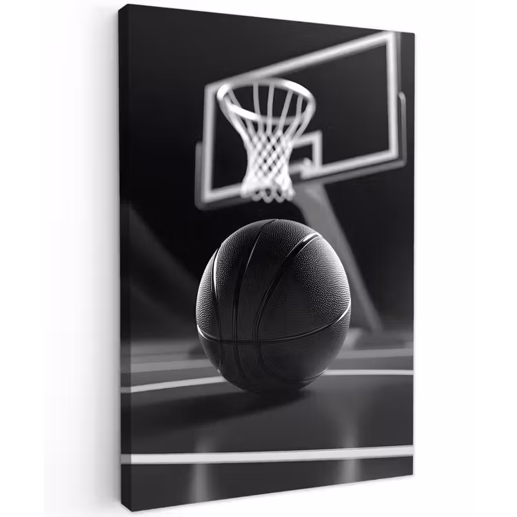 Basketbal - Basketbalveld - Lichtlijnen Tuinposter op houten frame 2 cm dik klein -3d