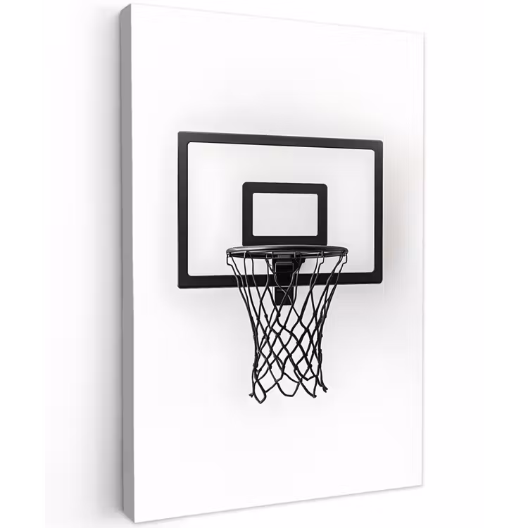 Basketbalbord - Minimalistisch - Zwart Tuinposter op houten frame 2 cm dik klein -3d
