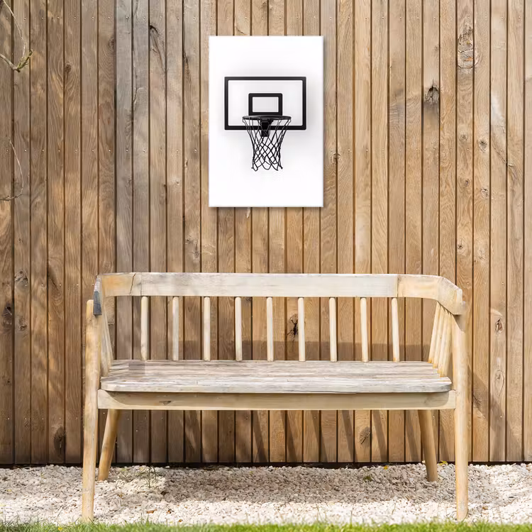 Basketbalbord - Minimalistisch - Zwart Tuinposter op houten frame 2 cm dik klein -sfeer4