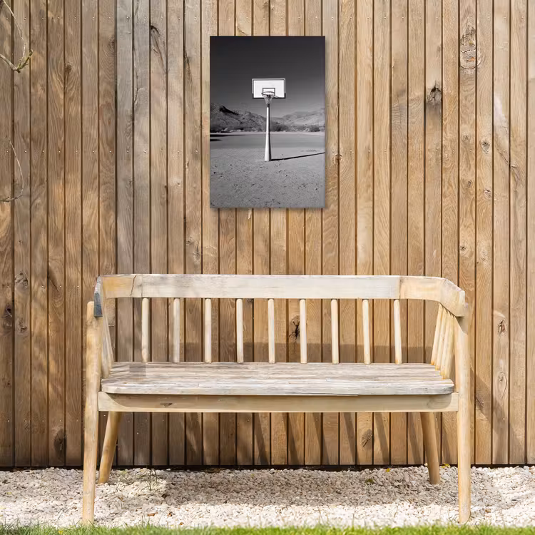 Basketbalpaal - Landschap - Zand - Wit Tuinposter op houten frame 2 cm dik klein -sfeer4