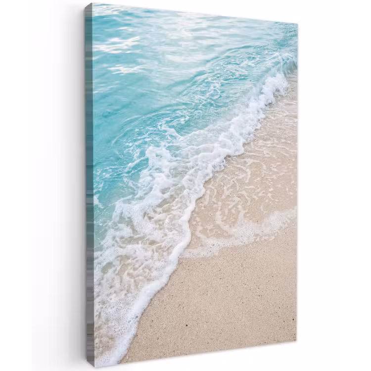 Strand - Zee - Golf - Natuur - Blauw Tuinposter op houten frame 2 cm dik klein -3d