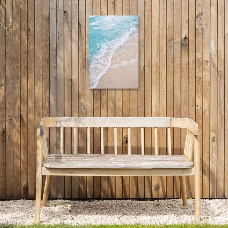 Strand - Zee - Golf - Natuur - Blauw Tuinposter op houten frame 2 cm dik klein -sfeer4