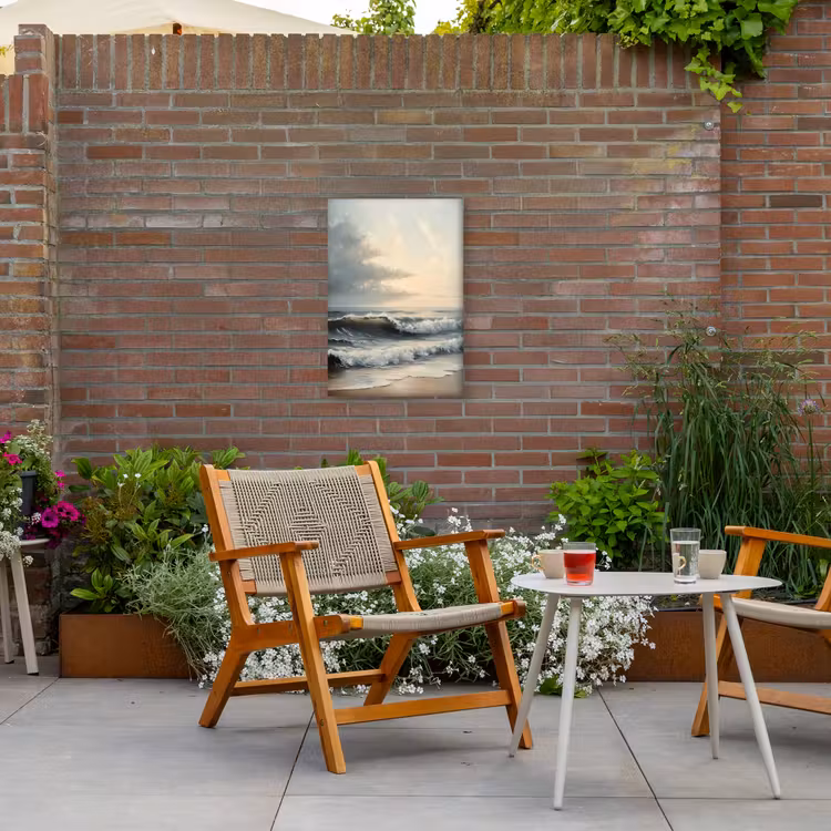 Strand - Zee - Zonsondergang Tuinposter op houten frame 2 cm dik klein -sfeer3