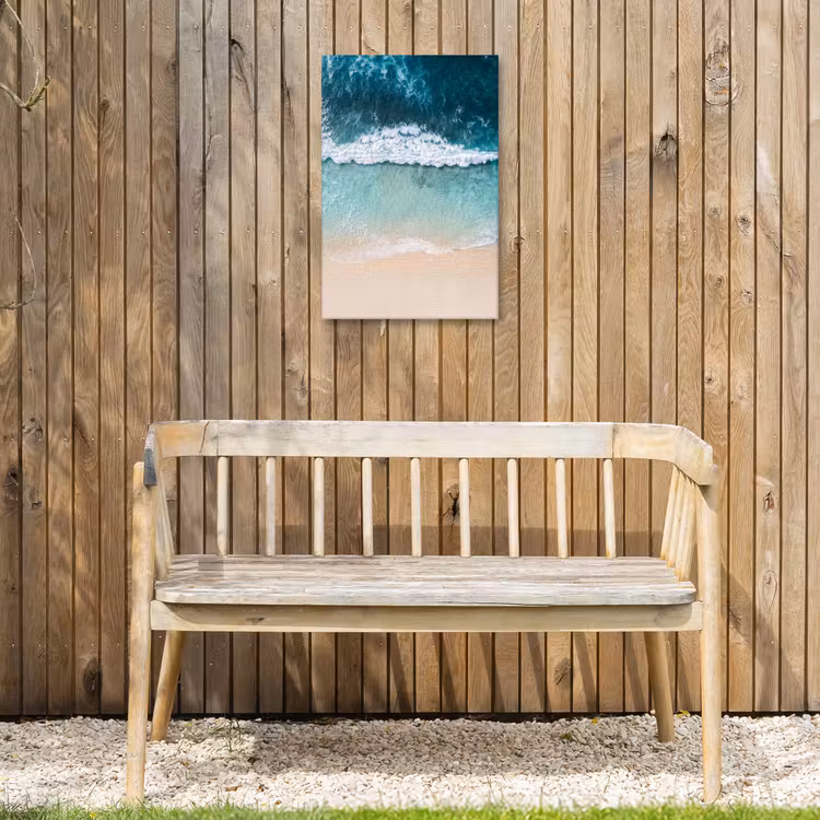 Strand - Zee - Golven - Natuur - Blauw Tuinposter op houten frame 2 cm dik klein -sfeer4