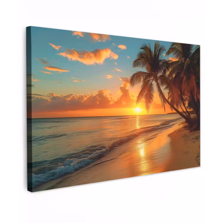 Strandzonsondergang in de Tropen Tuinposter op houten frame 2 cm dik middel -3d