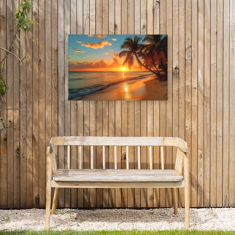 Strandzonsondergang in de Tropen Tuinposter op houten frame 2 cm dik middel -sfeer4