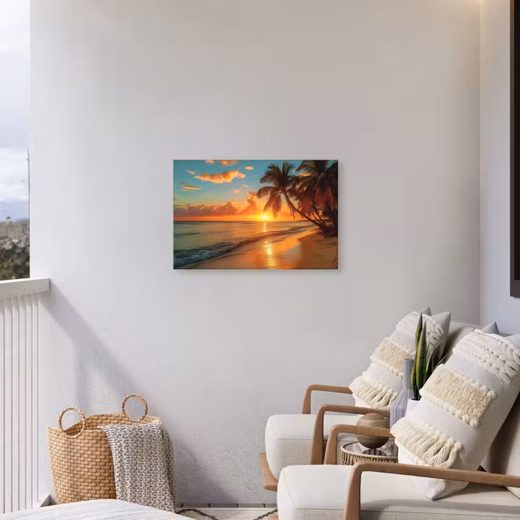 Strandzonsondergang in de Tropen Tuinposter op houten frame 2 cm dik middel -sfeer1