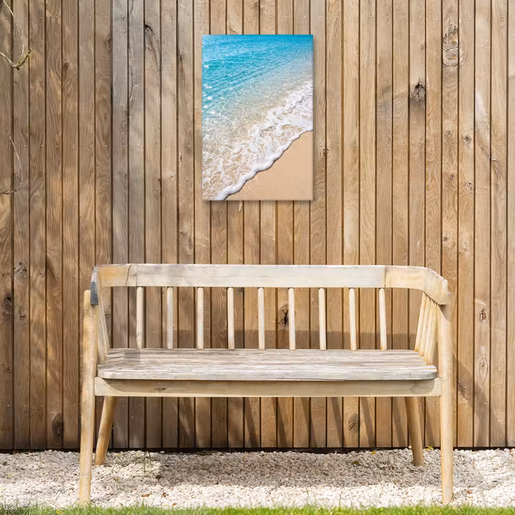Strand - Water - Natuur - Blauw - Beige Tuinposter op houten frame 2 cm dik klein -sfeer4