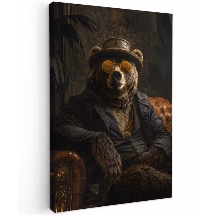 Beer - Bruin - Pak - Hoed Tuinposter op houten frame 2 cm dik klein -3d