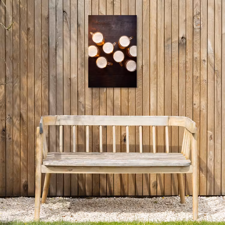 Bier - Glazen - Schuim - Hout - Drank Tuinposter op houten frame 2 cm dik klein -sfeer4
