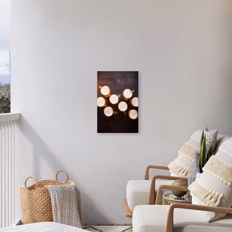Bier - Glazen - Schuim - Hout - Drank Tuinposter op houten frame 2 cm dik klein -sfeer1