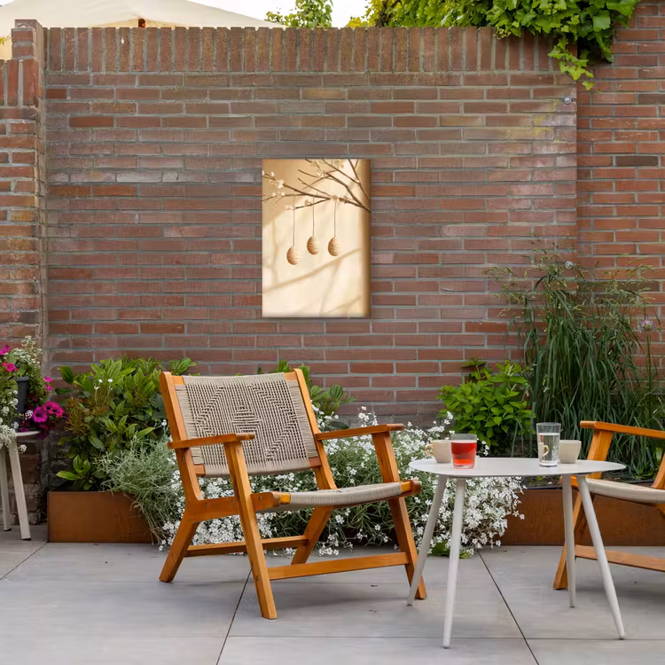 Beige - Paastak - Eieren Tuinposter op houten frame 2 cm dik klein -sfeer3