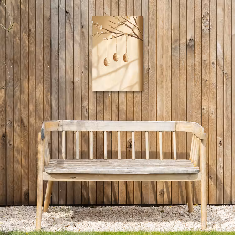 Beige - Paastak - Eieren Tuinposter op houten frame 2 cm dik klein -sfeer4
