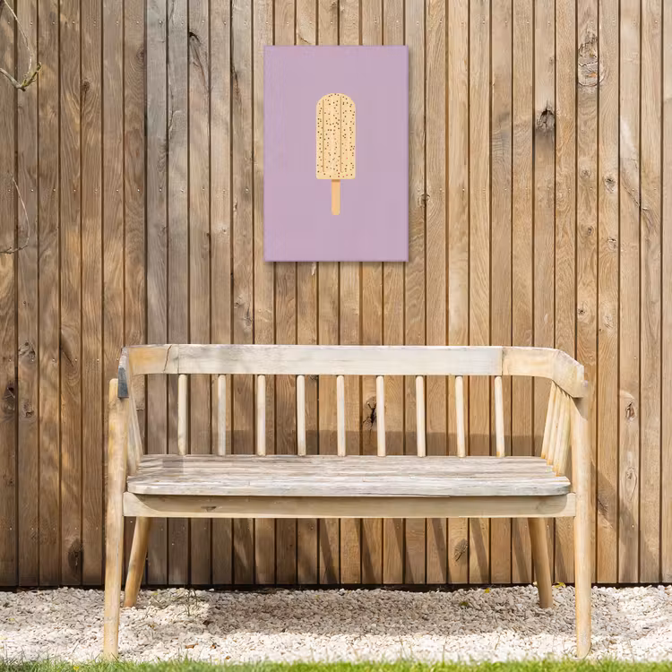 Beige - Ijsje - Spikkels Tuinposter op houten frame 2 cm dik klein -sfeer4