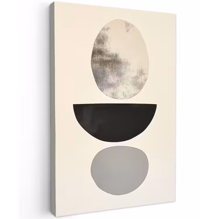 Beige - Japandi - Wabi sabi Tuinposter op houten frame 2 cm dik klein -3d