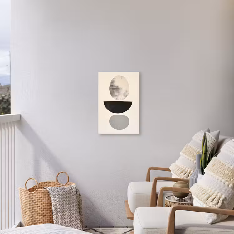 Beige - Japandi - Wabi sabi Tuinposter op houten frame 2 cm dik klein -sfeer1